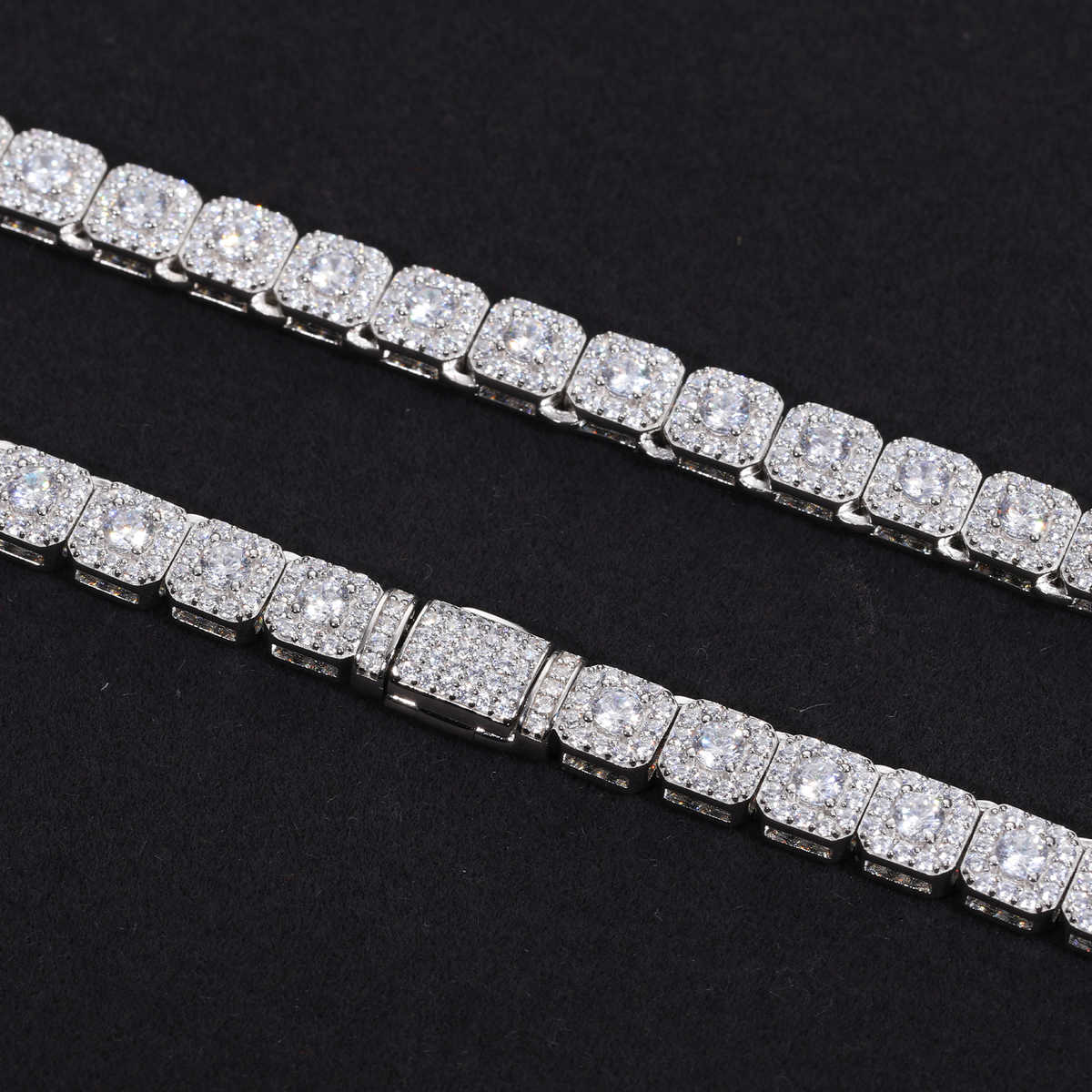 CADENA TENIS HALO DE MOISSANITA VVS 6mm - PLATA 925 - ORO BLANCO - Bling del Barrio