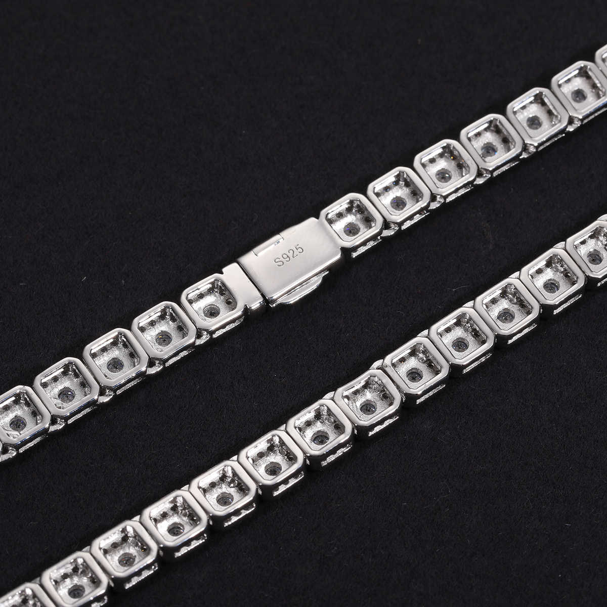 CADENA TENIS HALO DE MOISSANITA VVS 6mm - PLATA 925 - ORO BLANCO - Bling del Barrio