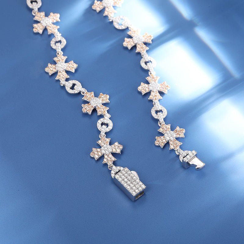 CADENA Y PULSERA DE CRUCES EN MOISSANITA 12MM – PLATA 925 - Bling del Barrio