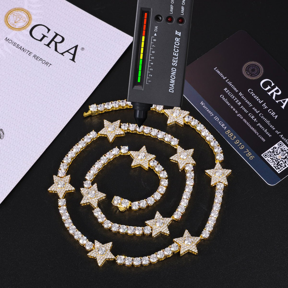 CADENA Y PULSERA TENIS ESTRELLAS DE MOISSANITA EN PLATA 925 - Bling del Barrio