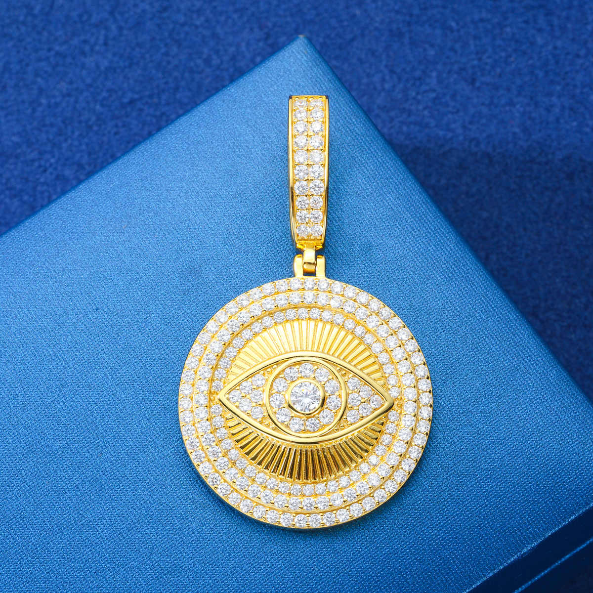 COLGANTE CÍRCULO EVIL EYE CON MOISSANITA VVS EN PLATA 925 - ORO/ORO BLANCO - Bling del Barrio