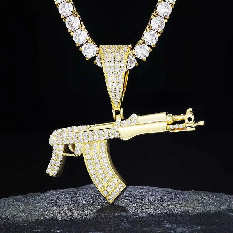 COLGANTE DE AK47 MOISSANITA VVS - PLATA 925 - ORO - Bling del Barrio