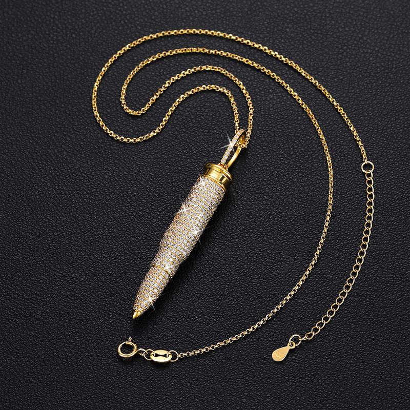 COLGANTE DE BALA MOISSANITA VVS - PLATA 925 - ORO - Bling del Barrio