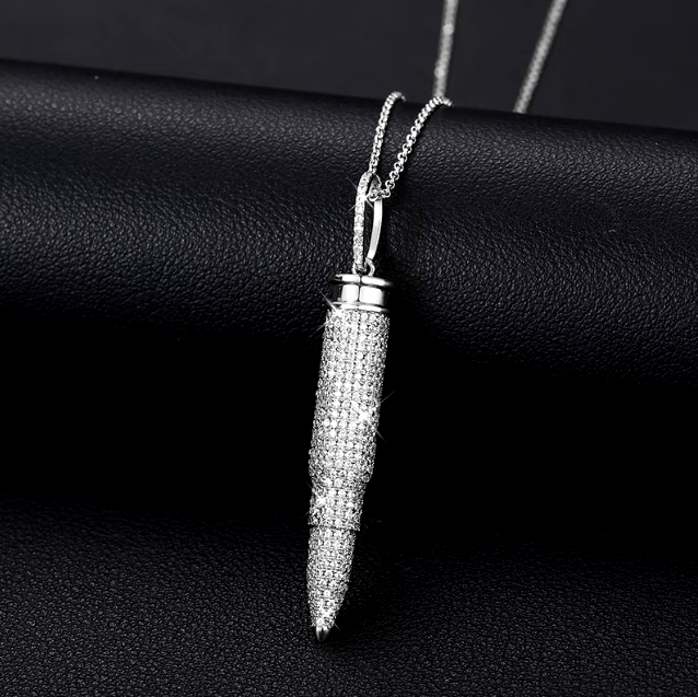 COLGANTE DE BALA MOISSANITA VVS - PLATA 925 - ORO BLANCO - Bling del Barrio