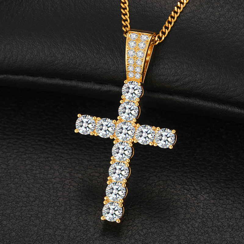 COLGANTE DE CRUZ MOISSANITA VVS 5mm - PLATA 925 - ORO - Bling del Barrio