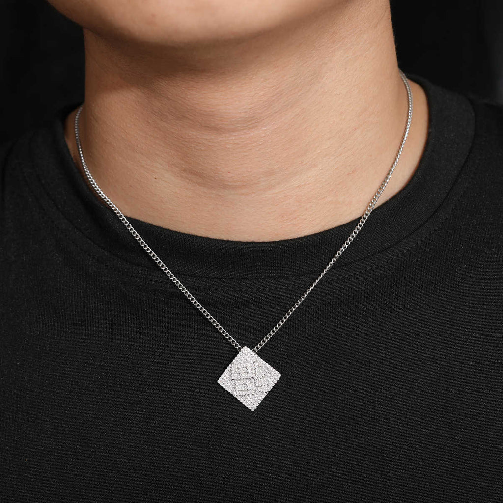 COLGANTE DE FORTUNA FU MOISSANITA VVS - PLATA 925 - ORO BLANCO - Bling del Barrio