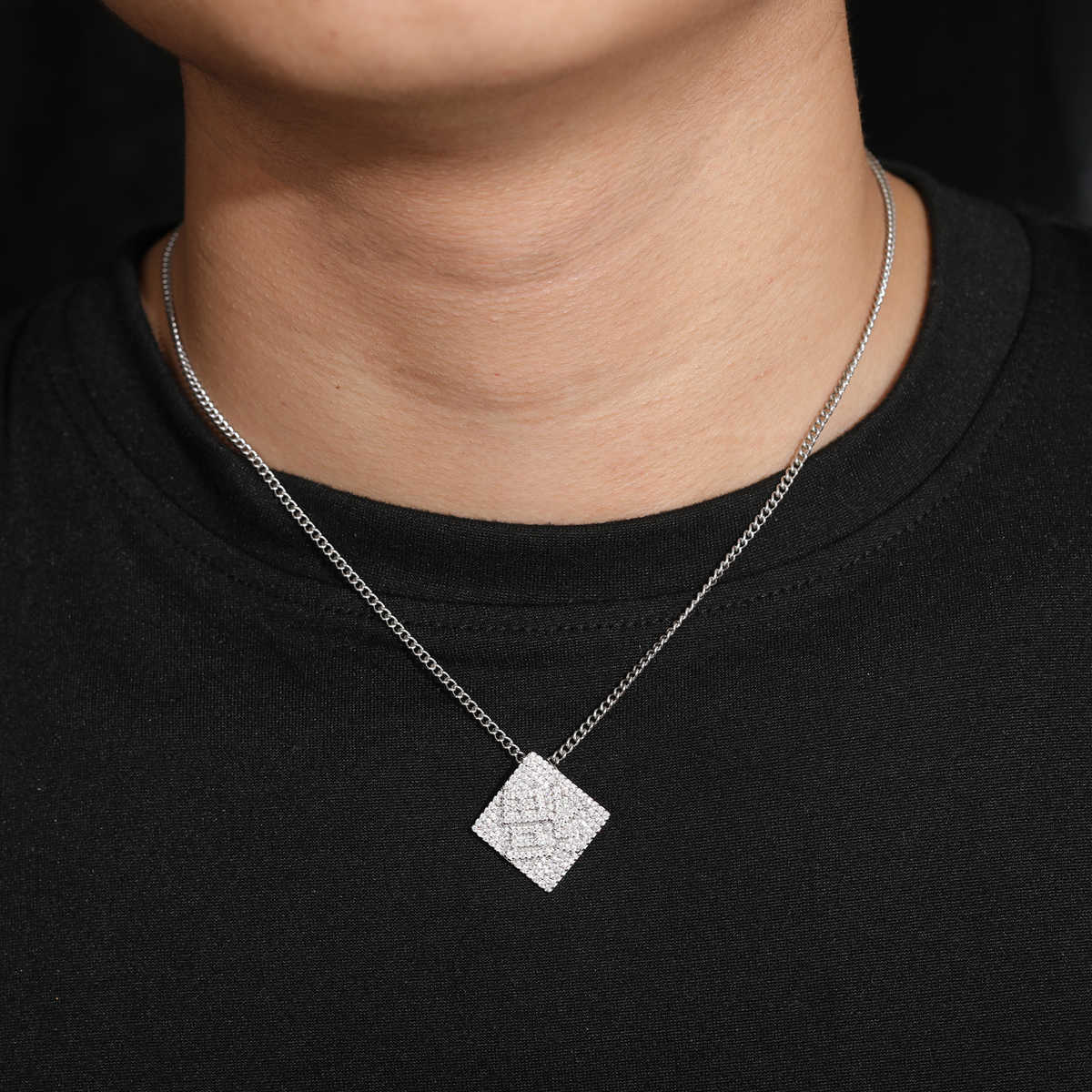 COLGANTE DE FORTUNA FU MOISSANITA VVS - PLATA 925 - ORO BLANCO - Bling del Barrio