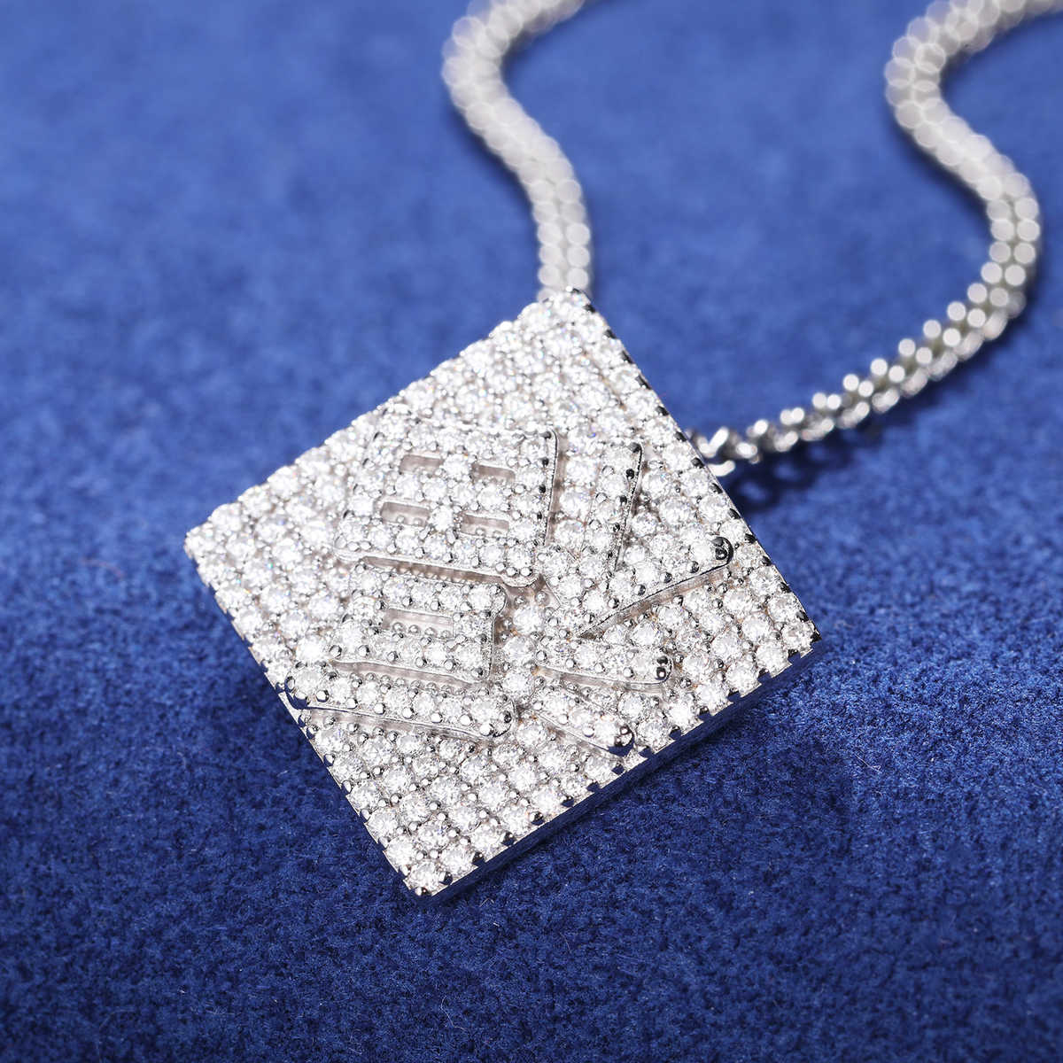 COLGANTE DE FORTUNA FU MOISSANITA VVS - PLATA 925 - ORO BLANCO - Bling del Barrio