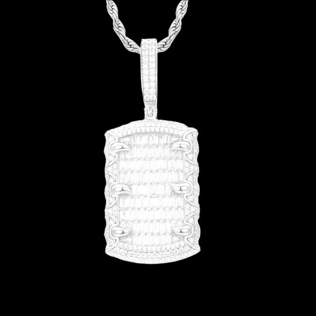 COLGANTE DE GARRA DE DRAGÓN CON MOISSANITA VVS - PLATA 925 - ORO BLANCO - Bling del Barrio
