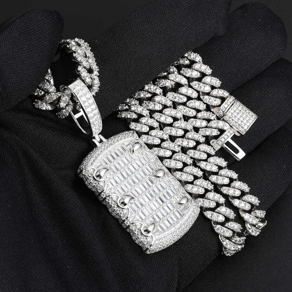 COLGANTE DE GARRA DE DRAGÓN CON MOISSANITA VVS - PLATA 925 - ORO BLANCO - Bling del Barrio