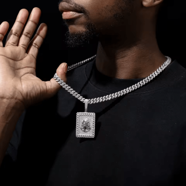 Colgante De Jesús De Moissanitas VVS - Plata 925 - Oro/Oro Blanco - Bling del Barrio