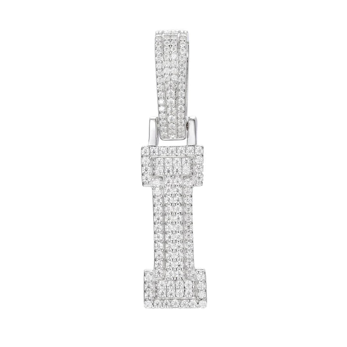 COLGANTE DE LETRA INICIAL A - Z MOISSANITA VVS - ORO BLANCO - PLATA 925 - Bling del Barrio