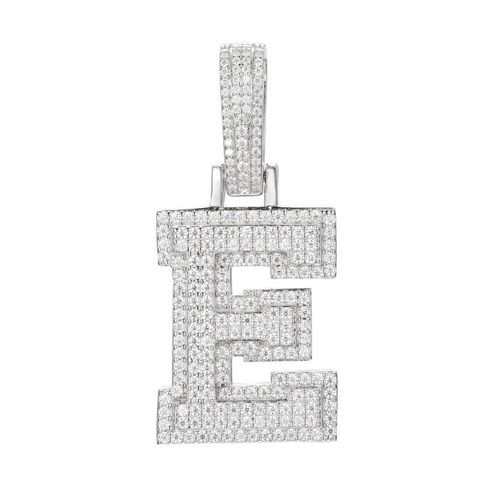 COLGANTE DE LETRA INICIAL A - Z MOISSANITA VVS - ORO BLANCO - PLATA 925 - Bling del Barrio