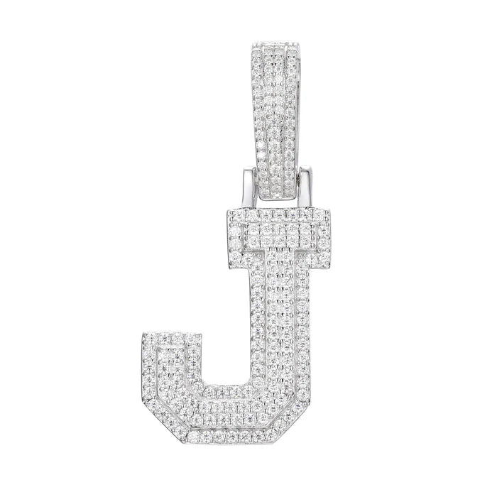 COLGANTE DE LETRA INICIAL A - Z MOISSANITA VVS - ORO BLANCO - PLATA 925 - Bling del Barrio