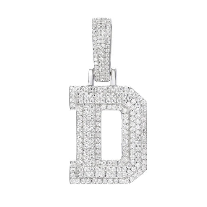 COLGANTE DE LETRA INICIAL A - Z MOISSANITA VVS - ORO BLANCO - PLATA 925 - Bling del Barrio
