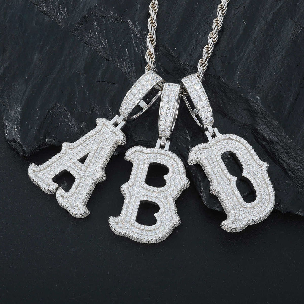 COLGANTE DE LETRA INICIAL A - Z MOISSANITA VVS - PLATA 925 - ORO BLANCO/ORO - Bling del Barrio