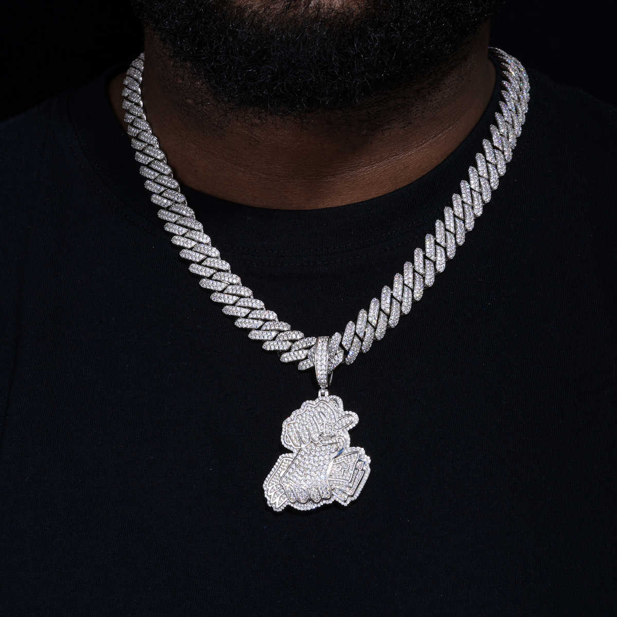 COLGANTE DE MANO CON DÓLARES MOISSANITA VVS 925 - ORO BLANCO/ORO - Bling del Barrio