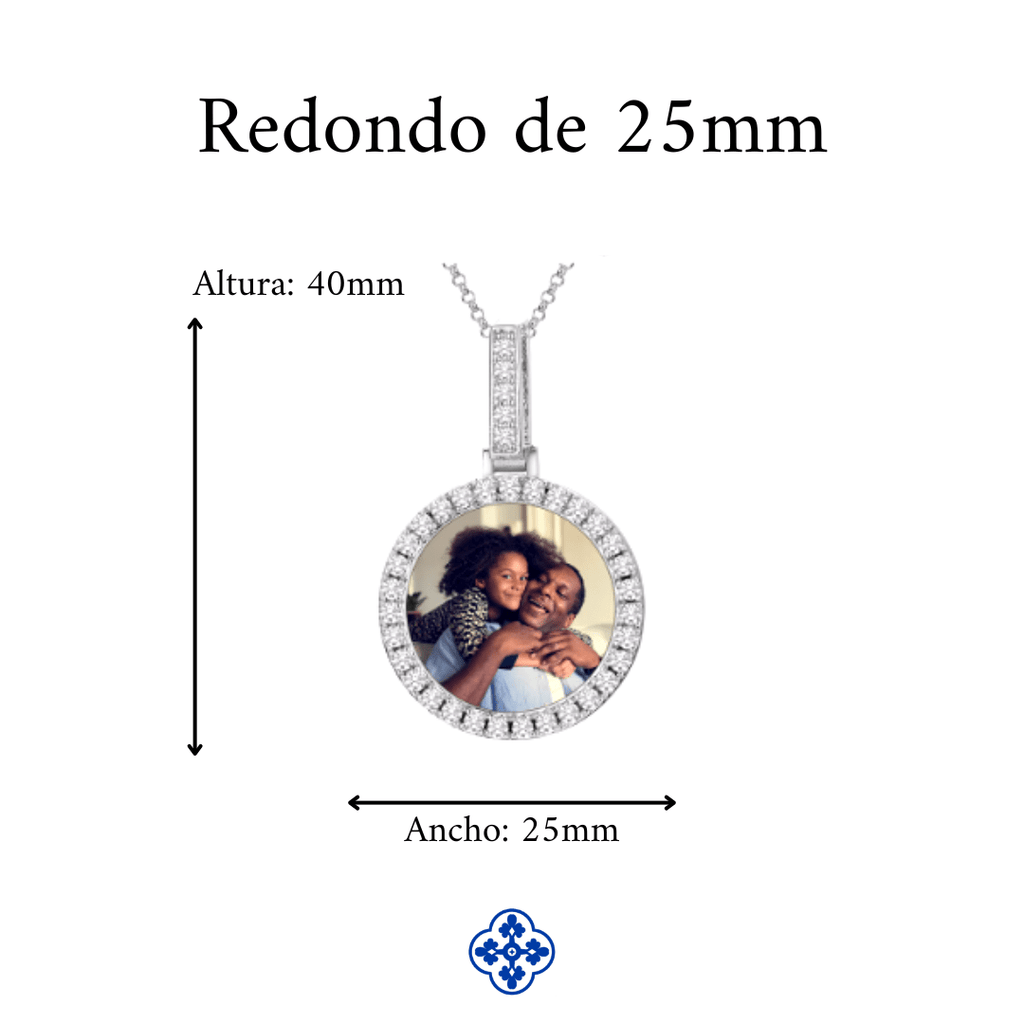 COLGANTE PERSONALIZADO CON FOTO MOISSANITA VVS - PLATA 925 - ORO BLANCO - Bling del Barrio