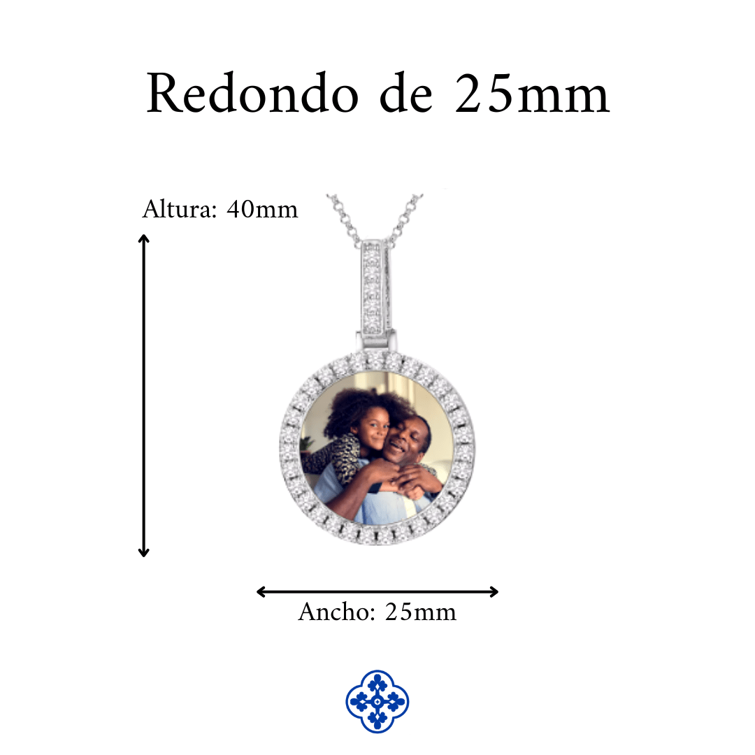 COLGANTE PERSONALIZADO CON FOTO MOISSANITA VVS - PLATA 925 - ORO BLANCO - Bling del Barrio