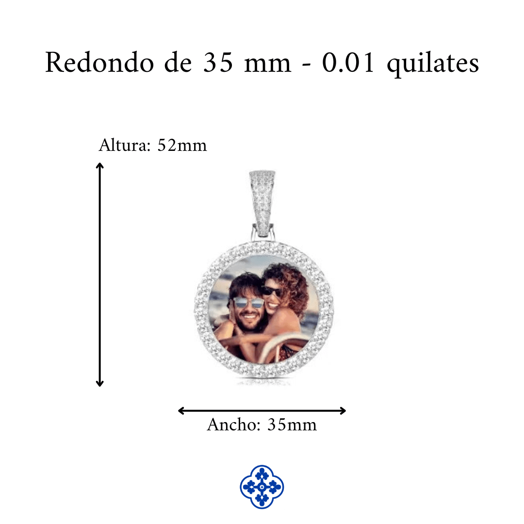 COLGANTE PERSONALIZADO CON FOTO MOISSANITA VVS - PLATA 925 - ORO BLANCO - Bling del Barrio
