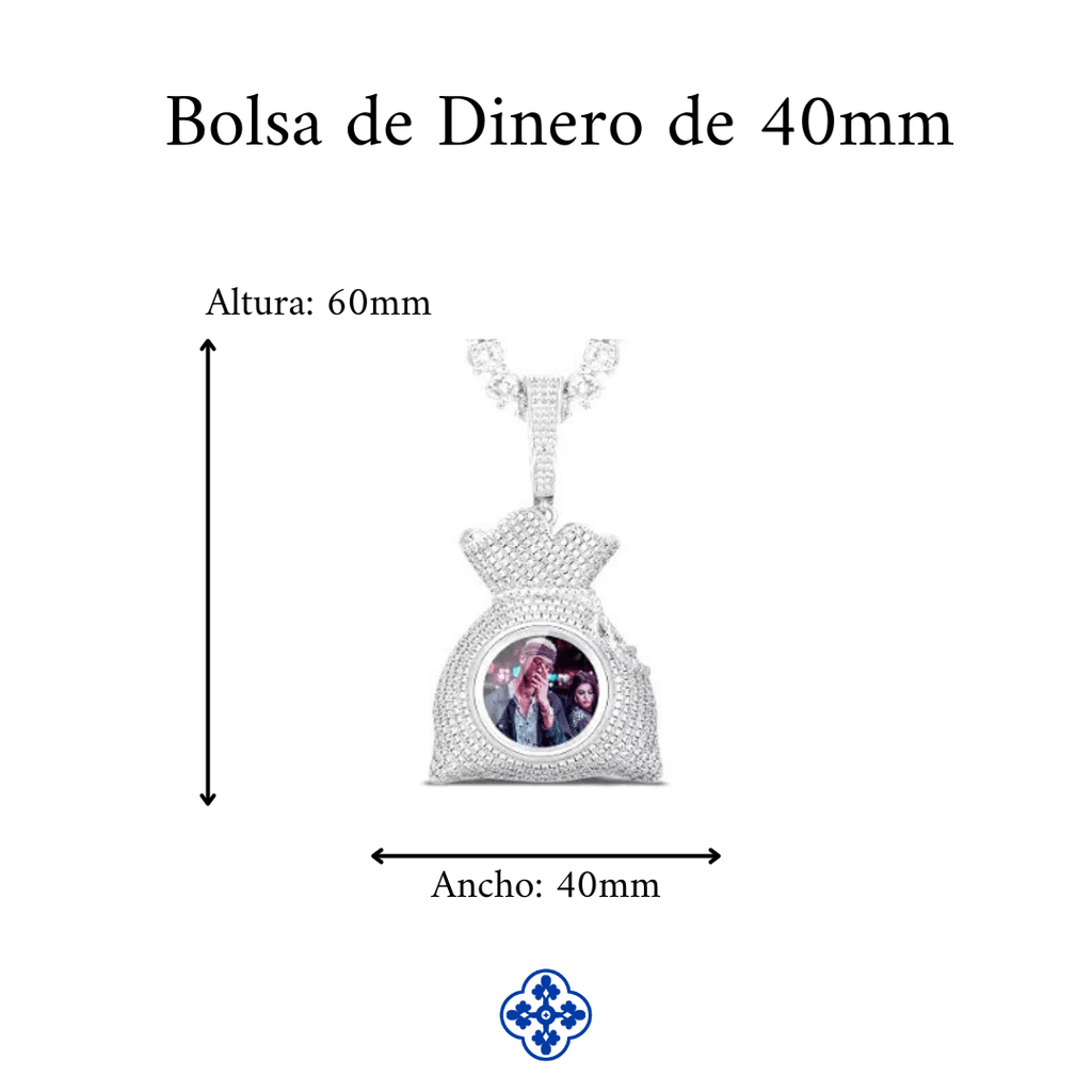 COLGANTE PERSONALIZADO CON FOTO MOISSANITA VVS - PLATA 925 - ORO BLANCO - Bling del Barrio