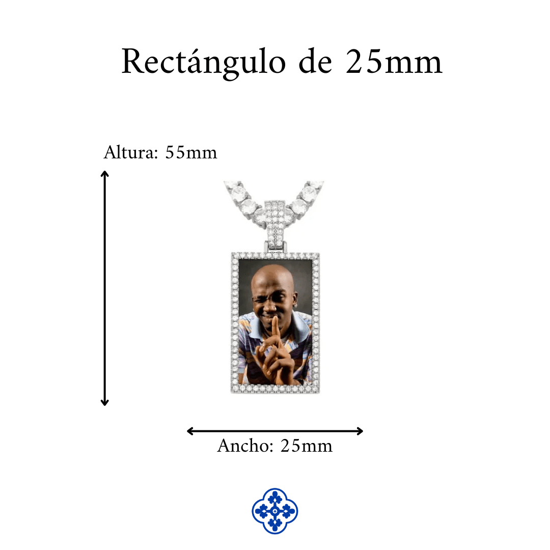 COLGANTE PERSONALIZADO CON FOTO MOISSANITA VVS - PLATA 925 - ORO BLANCO - Bling del Barrio