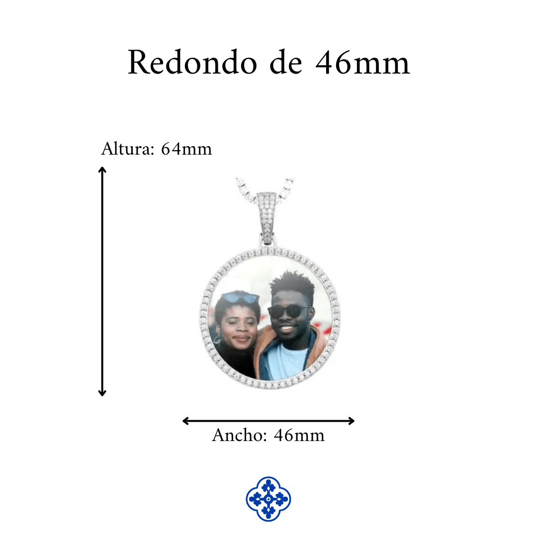 COLGANTE PERSONALIZADO CON FOTO MOISSANITA VVS - PLATA 925 - ORO BLANCO - Bling del Barrio