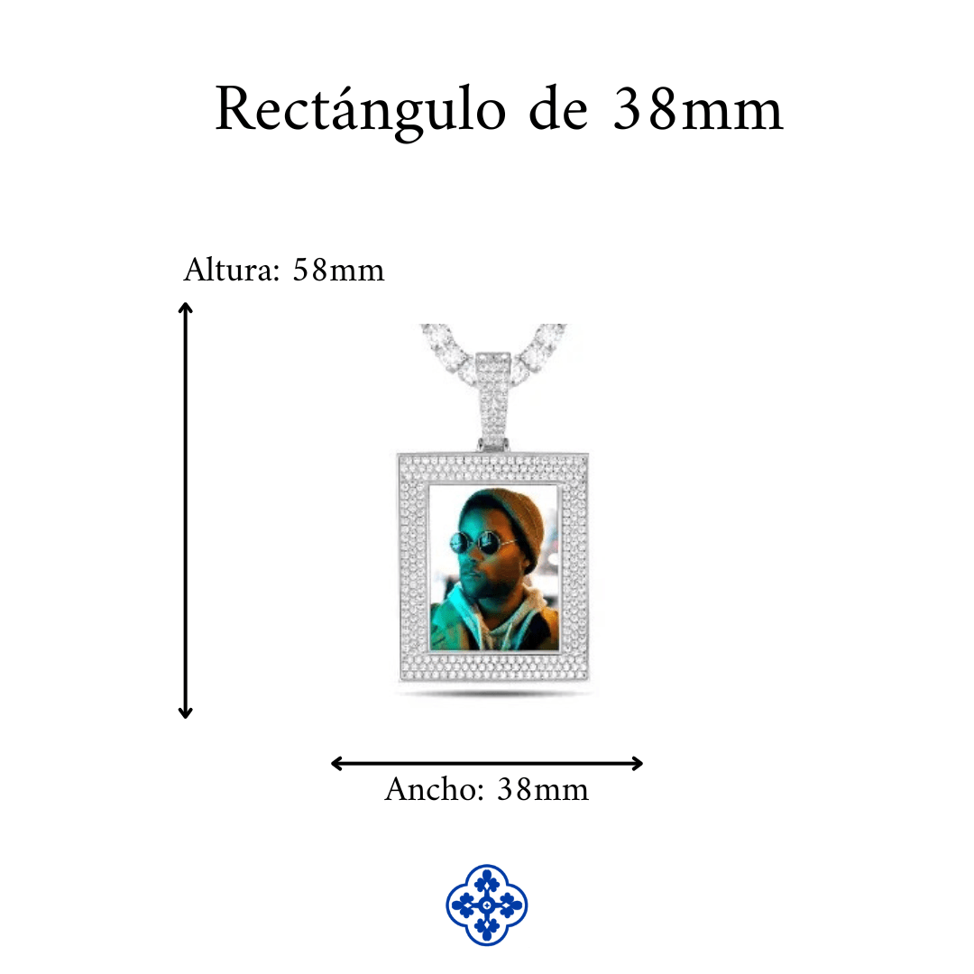 COLGANTE PERSONALIZADO CON FOTO MOISSANITA VVS - PLATA 925 - ORO BLANCO - Bling del Barrio