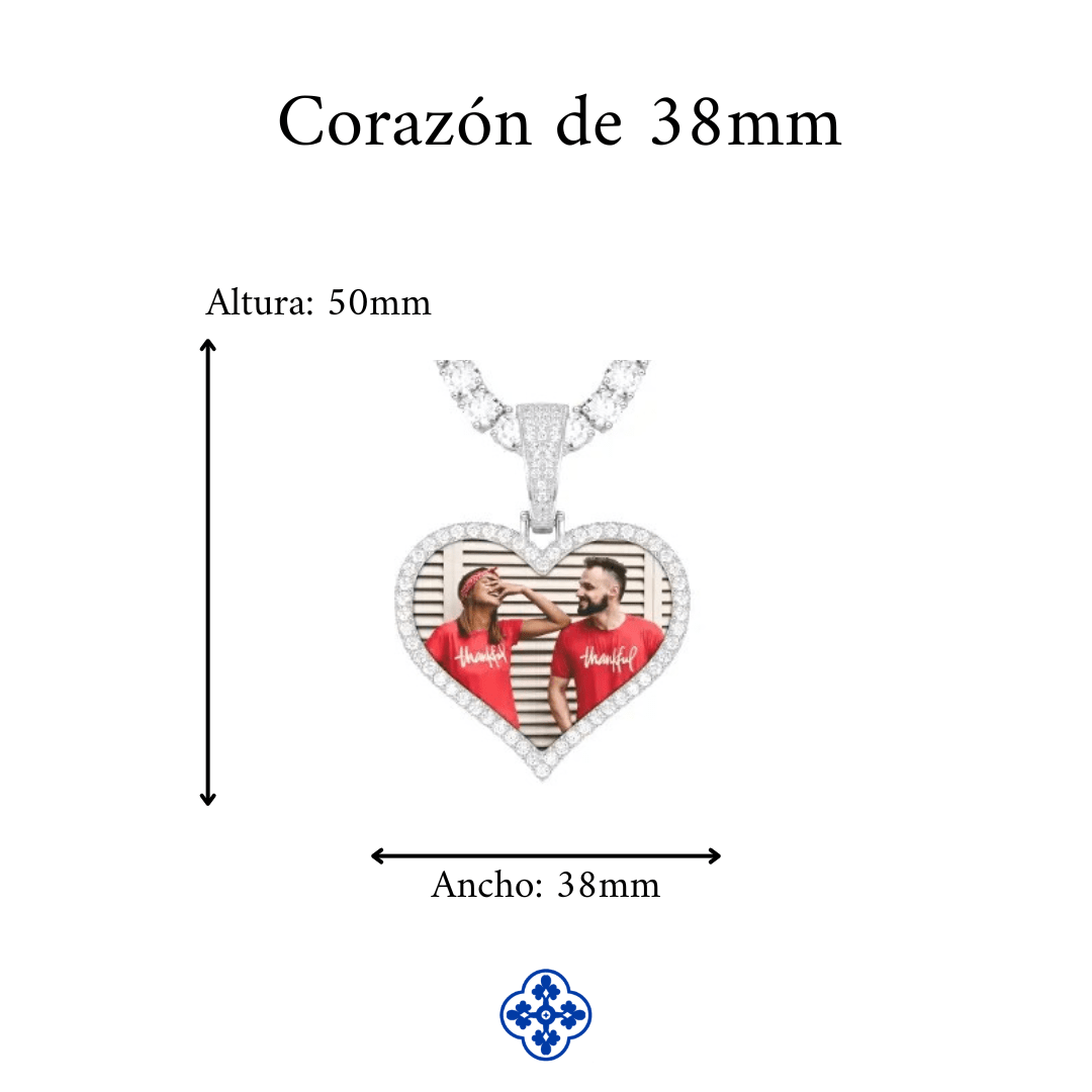 COLGANTE PERSONALIZADO CON FOTO MOISSANITA VVS - PLATA 925 - ORO BLANCO - Bling del Barrio