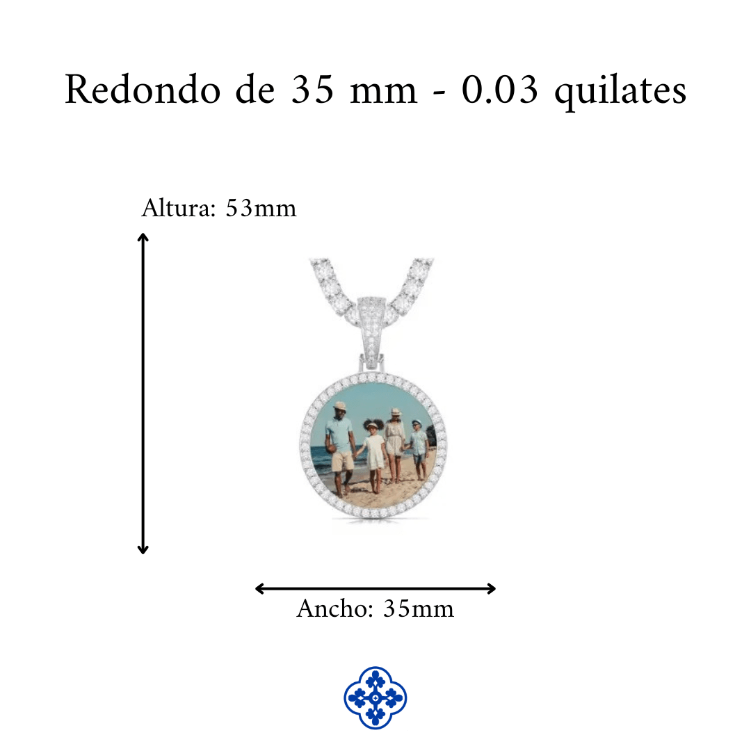 COLGANTE PERSONALIZADO CON FOTO MOISSANITA VVS - PLATA 925 - ORO BLANCO - Bling del Barrio