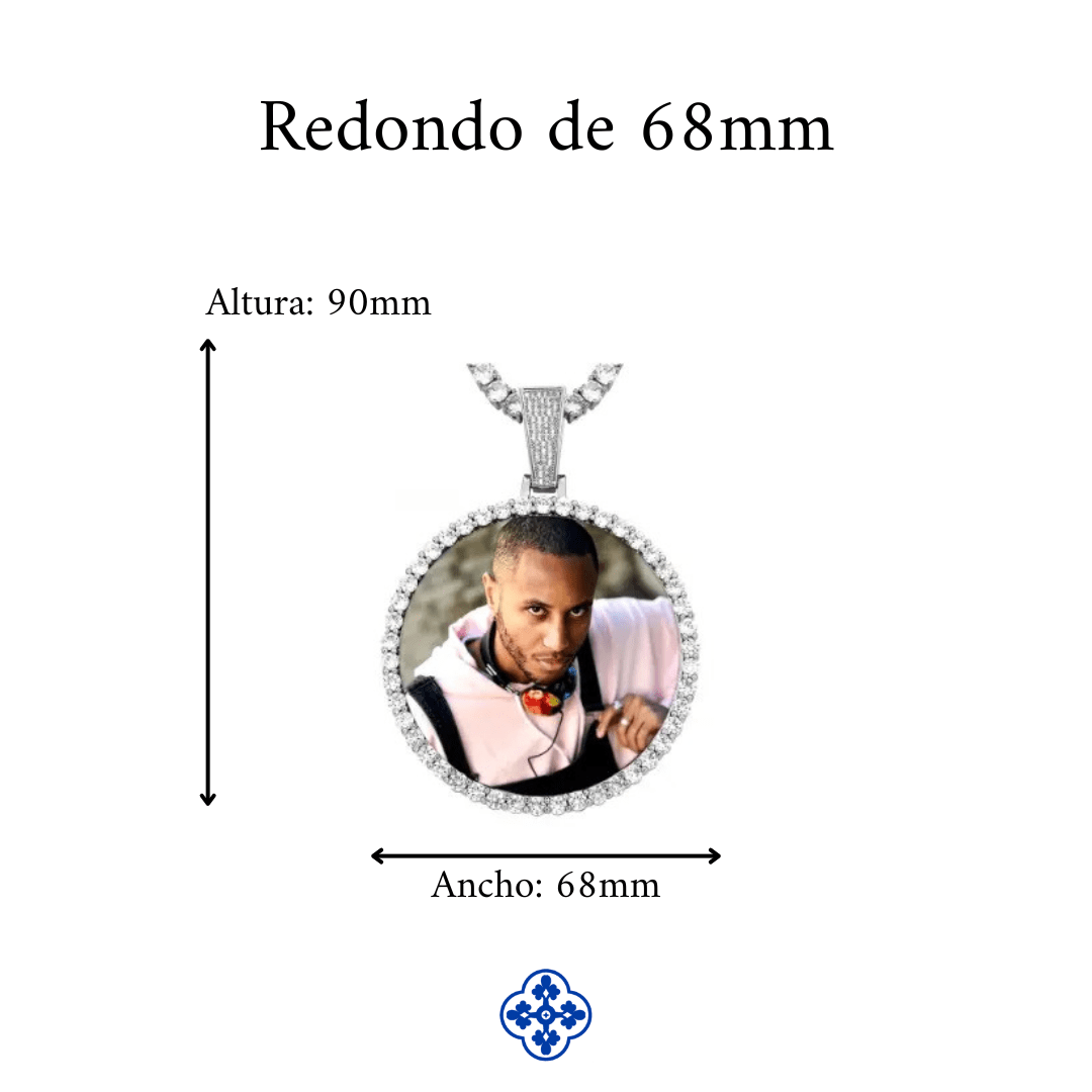 COLGANTE PERSONALIZADO CON FOTO MOISSANITA VVS - PLATA 925 - ORO BLANCO - Bling del Barrio