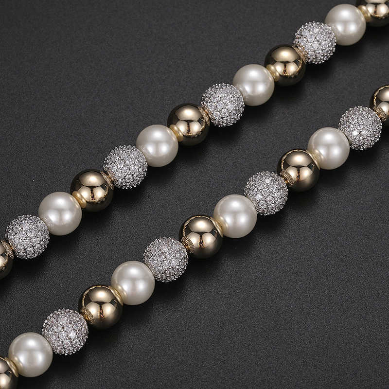 COLLAR DE PERLAS Y CIRCONES DE 10mm - Bling del Barrio