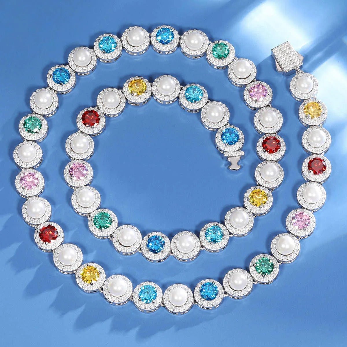 COLLAR MOISSANITA COLOREADA VVS Y PERLA DE AGUA DULCE - PLATA 925 - Bling del Barrio