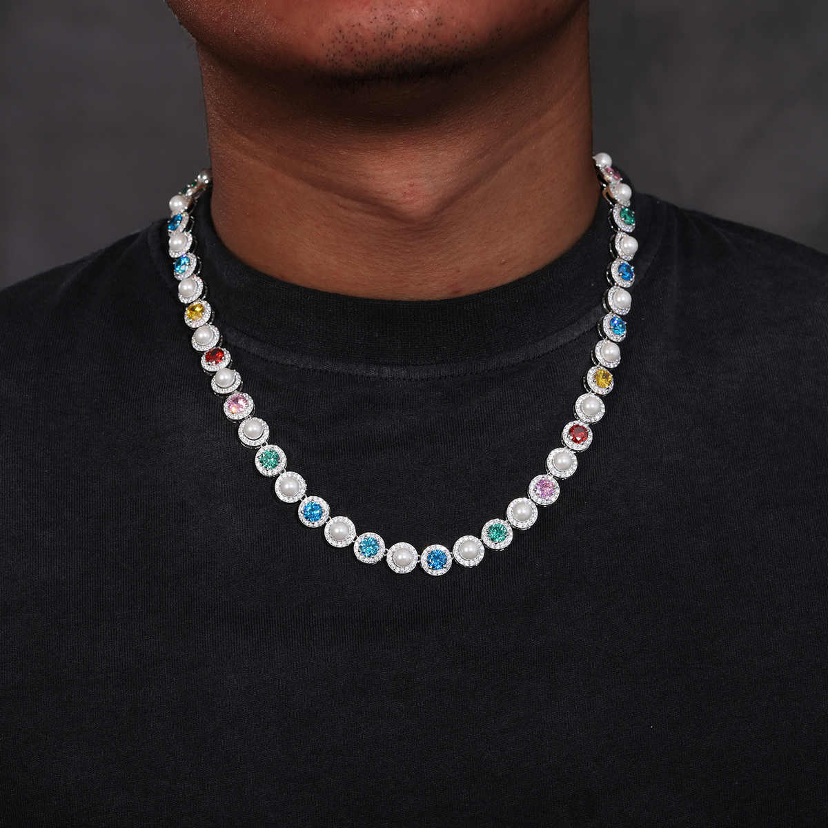 COLLAR MOISSANITA COLOREADA VVS Y PERLA DE AGUA DULCE - PLATA 925 - Bling del Barrio