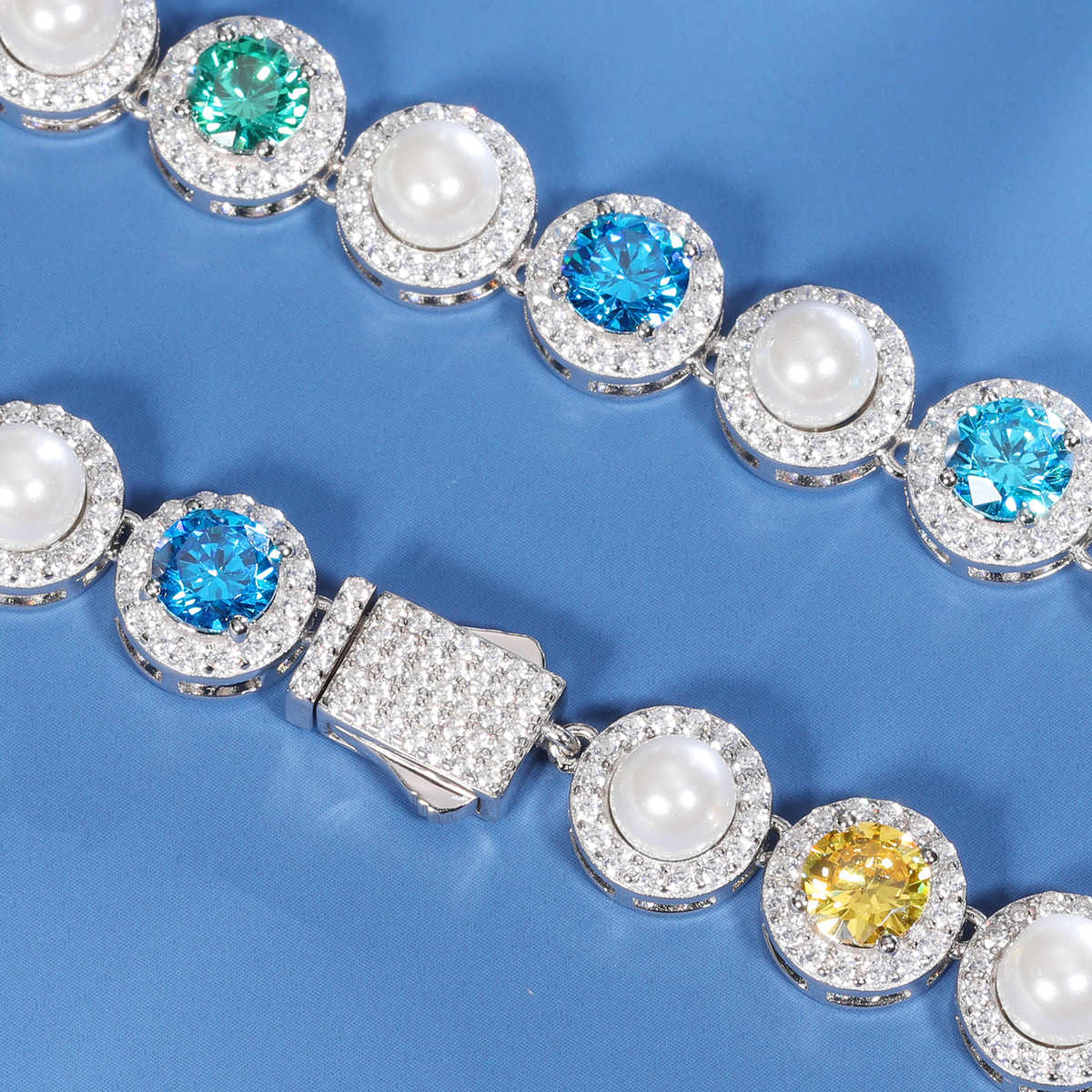 COLLAR MOISSANITA COLOREADA VVS Y PERLA DE AGUA DULCE - PLATA 925 - Bling del Barrio