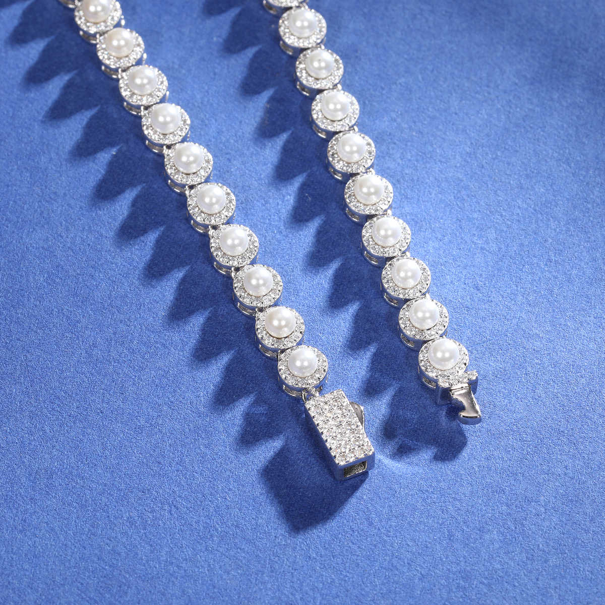 COLLAR MOISSANITA VVS Y PERLA DE AGUA DULCE 6mm - PLATA 925 - ORO BLANCO - Bling del Barrio