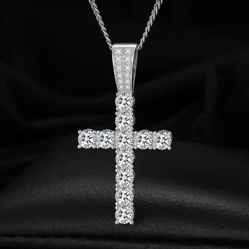 JUEGO DE JOYERÍA: CADENA DE CUERDA 4mm - PLATA 925 + COLGANTE DE CRUZ MOISSANITA VVS 5mm - Bling del Barrio