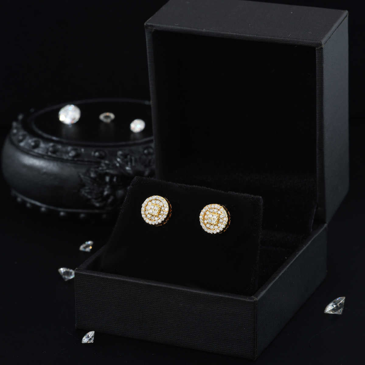 PENDIENTES CIRCULARES DE TUERCA MOISSANITA VVS - PLATA 925 - ORO - Bling del Barrio