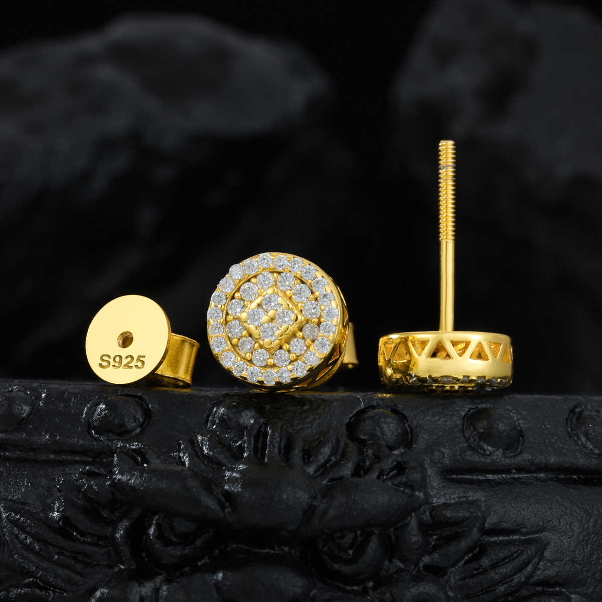 PENDIENTES CIRCULARES DE TUERCA MOISSANITA VVS - PLATA 925 - ORO - Bling del Barrio