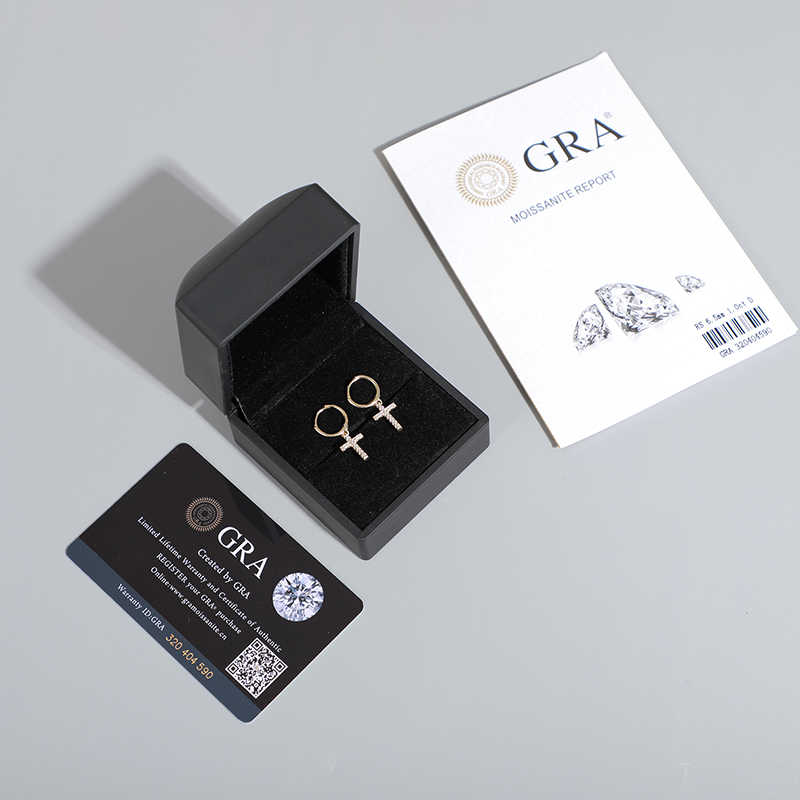 PENDIENTES COLGANTES DE CRUZ MOISSANITA VVS - PLATA 925 - ORO - Bling del Barrio