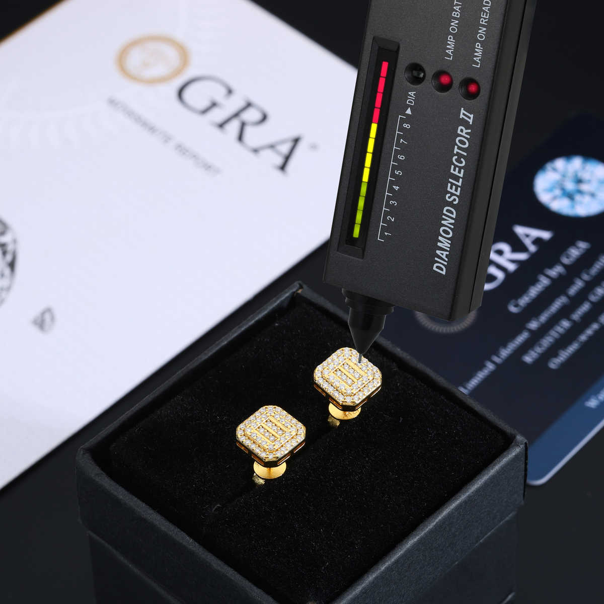 PENDIENTES CUADRADOS DE TUERCA MOISSANITA VVS - PLATA 925 - ORO - Bling del Barrio