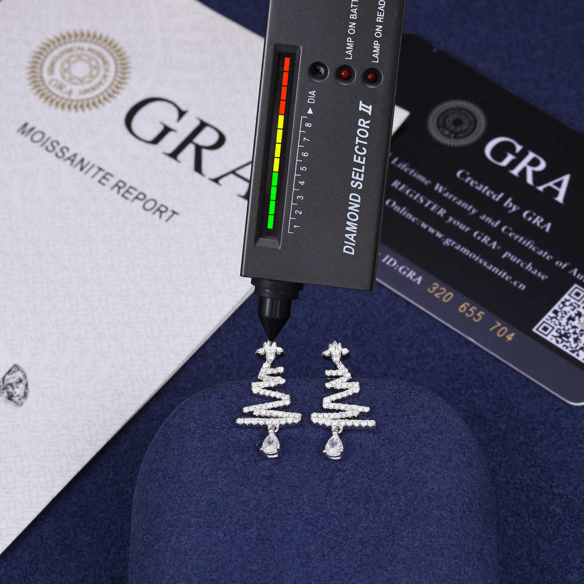 PENDIENTES DE ÁRBOL DE NAVIDAD CON MOISSANITA VVS - ORO BLANCO - PLATA 925 - Bling del Barrio