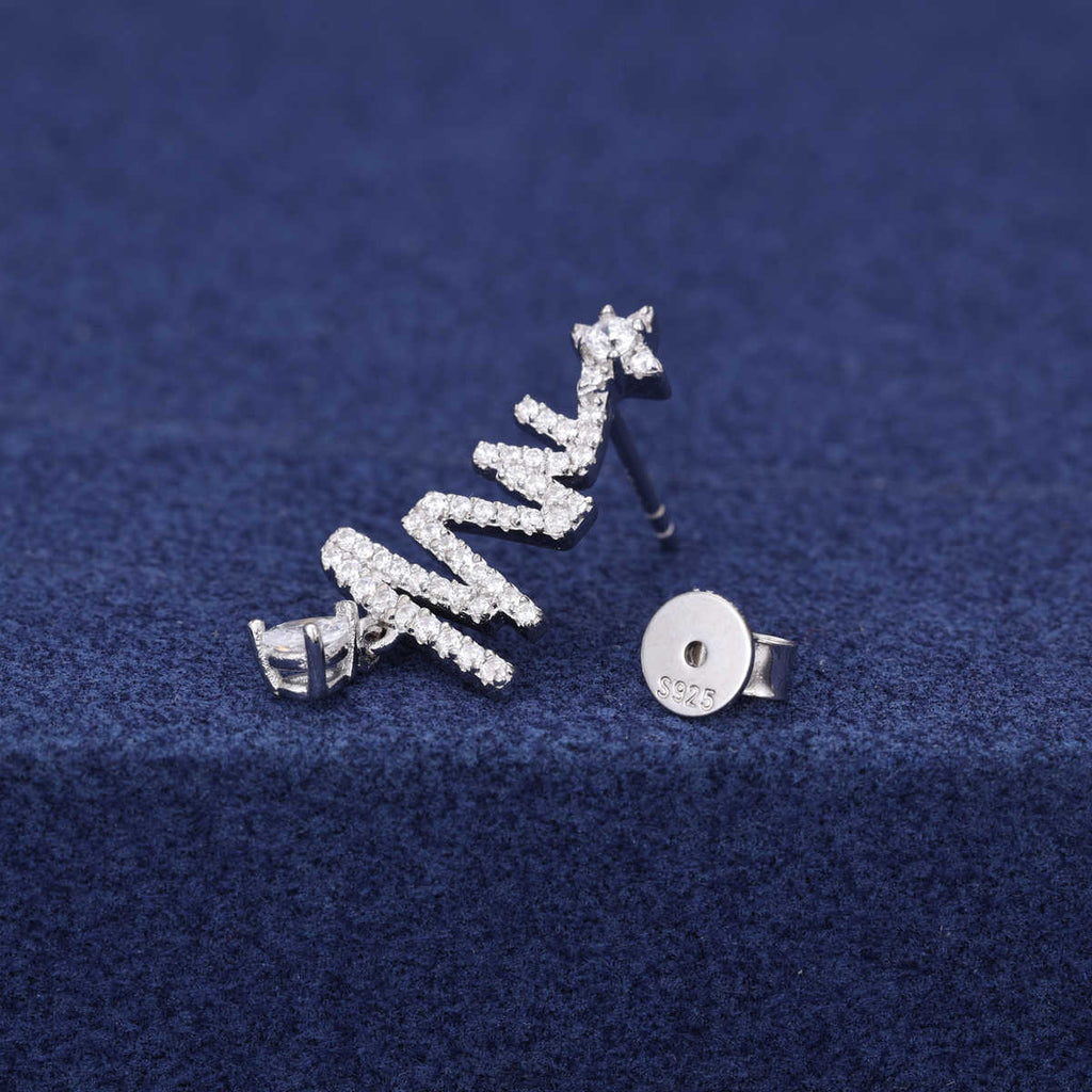 PENDIENTES DE ÁRBOL DE NAVIDAD CON MOISSANITA VVS - ORO BLANCO - PLATA 925 - Bling del Barrio