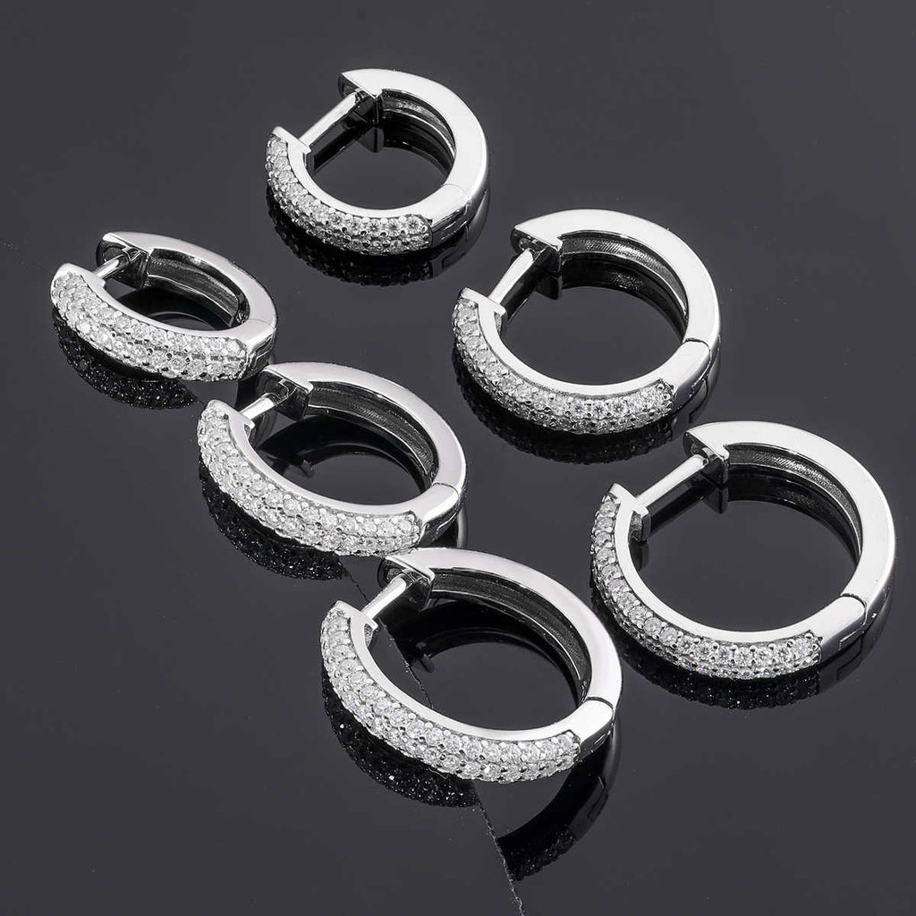 PENDIENTES DE ARO MOISSANITA VVS 10 - 20mm - PLATA 925 - ORO BLANCO - Bling del Barrio