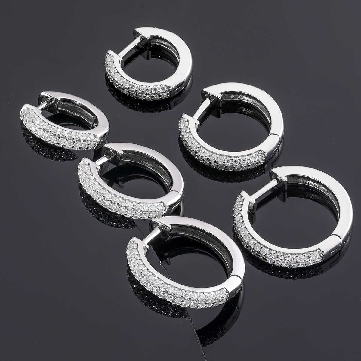PENDIENTES DE ARO MOISSANITA VVS 10 - 20mm - PLATA 925 - ORO BLANCO - Bling del Barrio