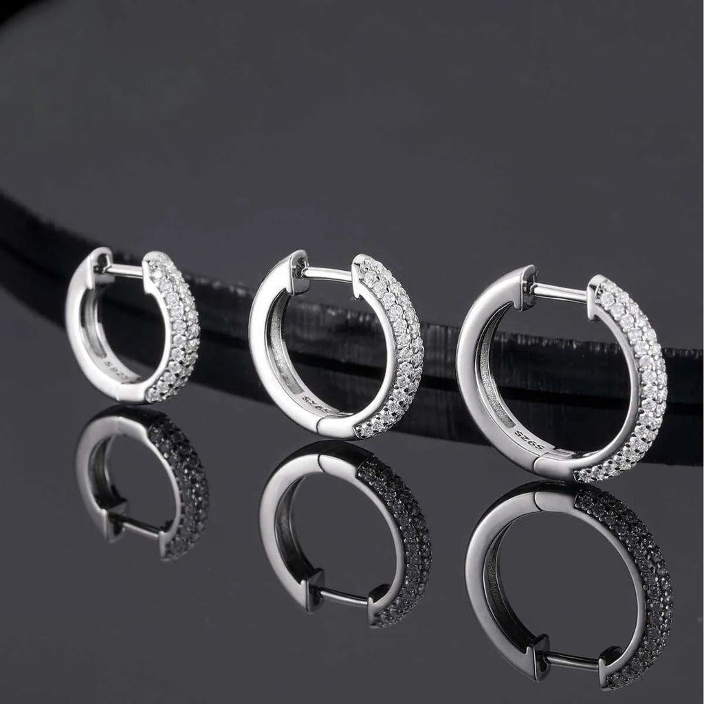 PENDIENTES DE ARO MOISSANITA VVS 10 - 20mm - PLATA 925 - ORO BLANCO - Bling del Barrio