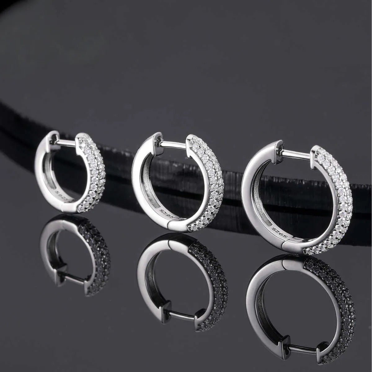 PENDIENTES DE ARO MOISSANITA VVS 10 - 20mm - PLATA 925 - ORO BLANCO - Bling del Barrio