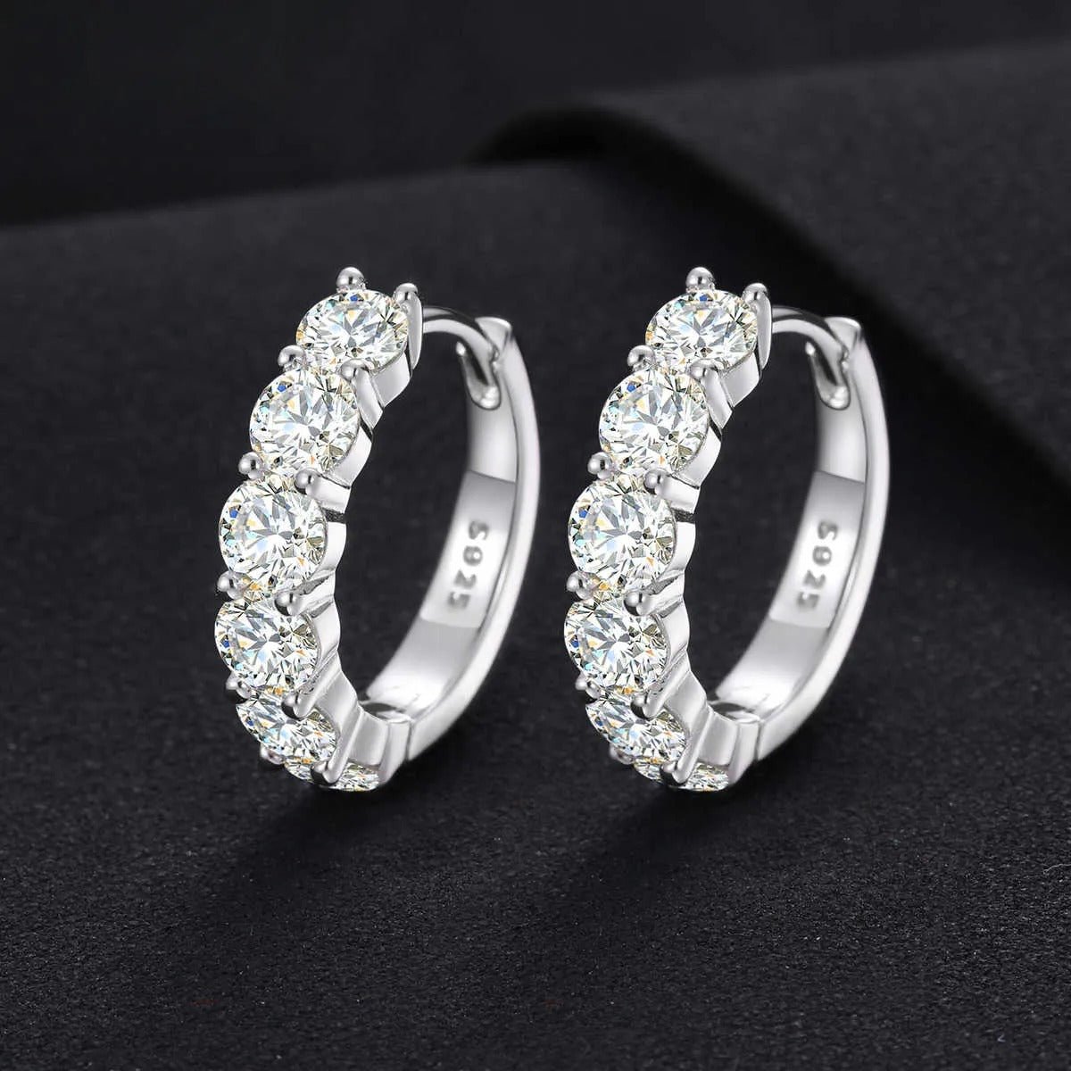 PENDIENTES DE ARO MOISSANITA VVS 2 - 5mm - PLATA 925 - ORO BLANCO - Bling del Barrio