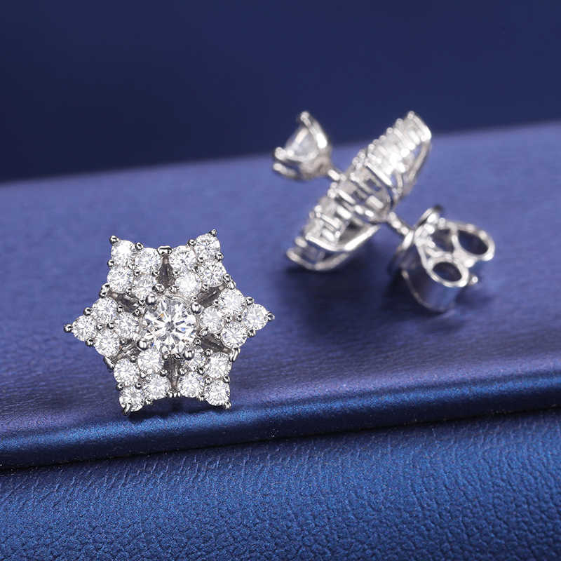 PENDIENTES DE ESTRELLA MOISSANITA VVS - PLATA 925 - ORO BLANCO - Bling del Barrio