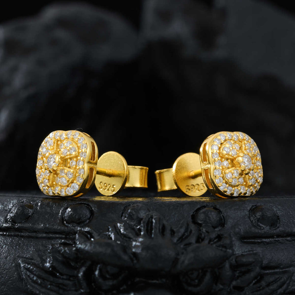 PENDIENTES DE FLOR BAGUETTE CON MOISSANITA VVS - PLATA 925 - ORO - Bling del Barrio